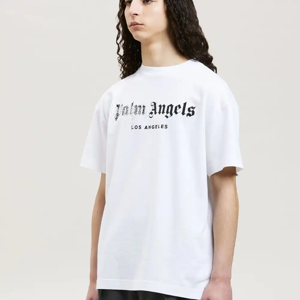 Camiseta Palm Angels London pulverizada em algodão branco