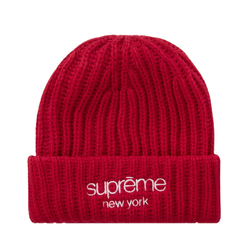 Touca Supreme Classic Logo Chunky Ribbed Red