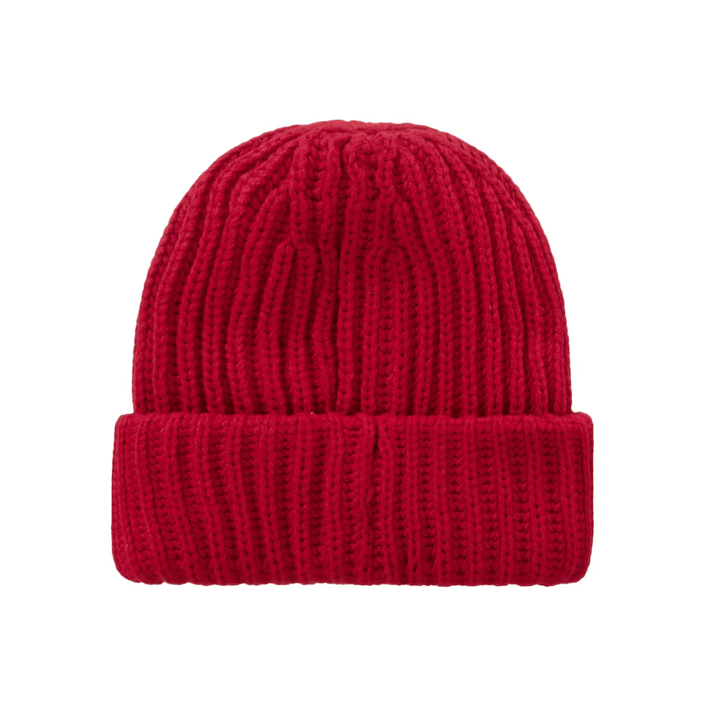 Touca Supreme Classic Logo Chunky Ribbed Red - Droper