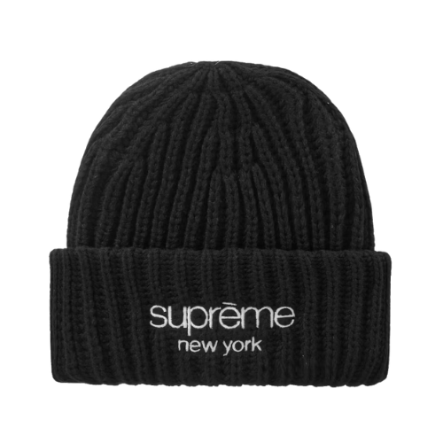 Touca Supreme Classic Logo Chunky Ribbed Black