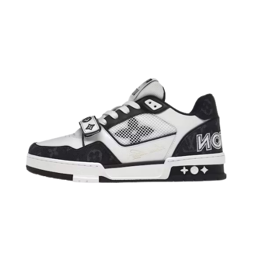 Louis Vuitton LV Trainer Low Velcro Strap Monogram Denim Black White