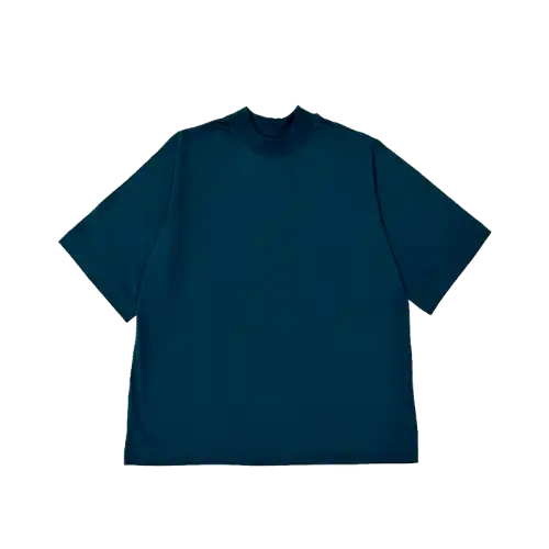 Camiseta Isa Lucena Oversized de Malha Goluda Mock Neck Petróleo