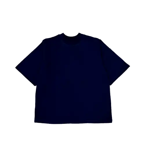 Camiseta Isa Lucena Oversized de Moletinho Goluda Mock Neck Azul Marinho