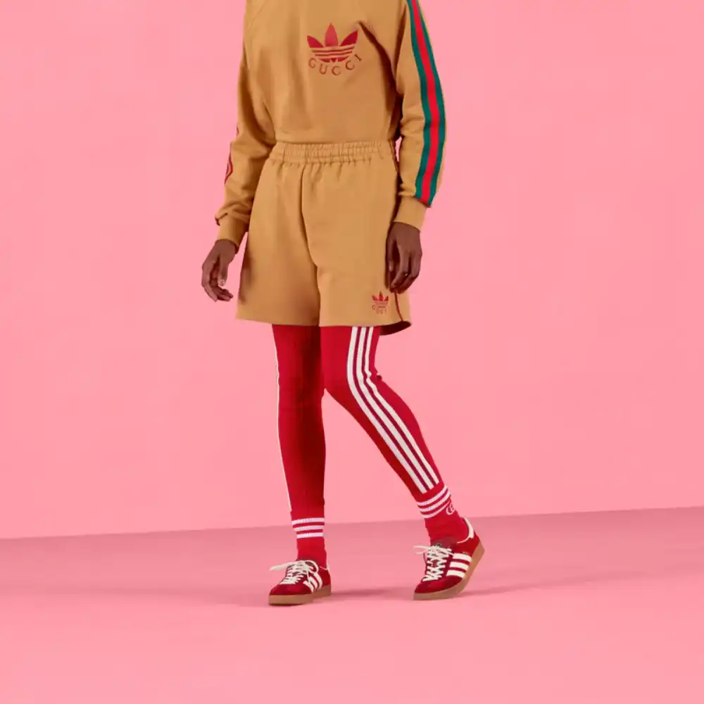 adidas x Gucci Shorts Cotton Jersey Dark Beige - Droper