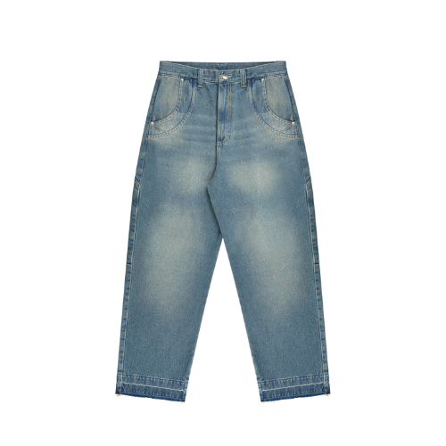 Calça Jeans Mad Enlatados Curvilinea Desgaste Claro