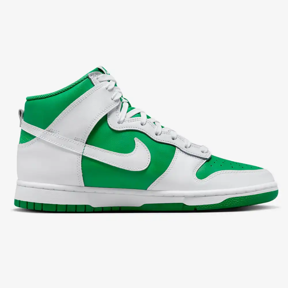 Green and white high top nikes