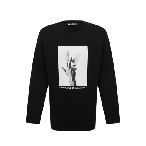 Camiseta Palm Angels Wings Long Sleeve Black White