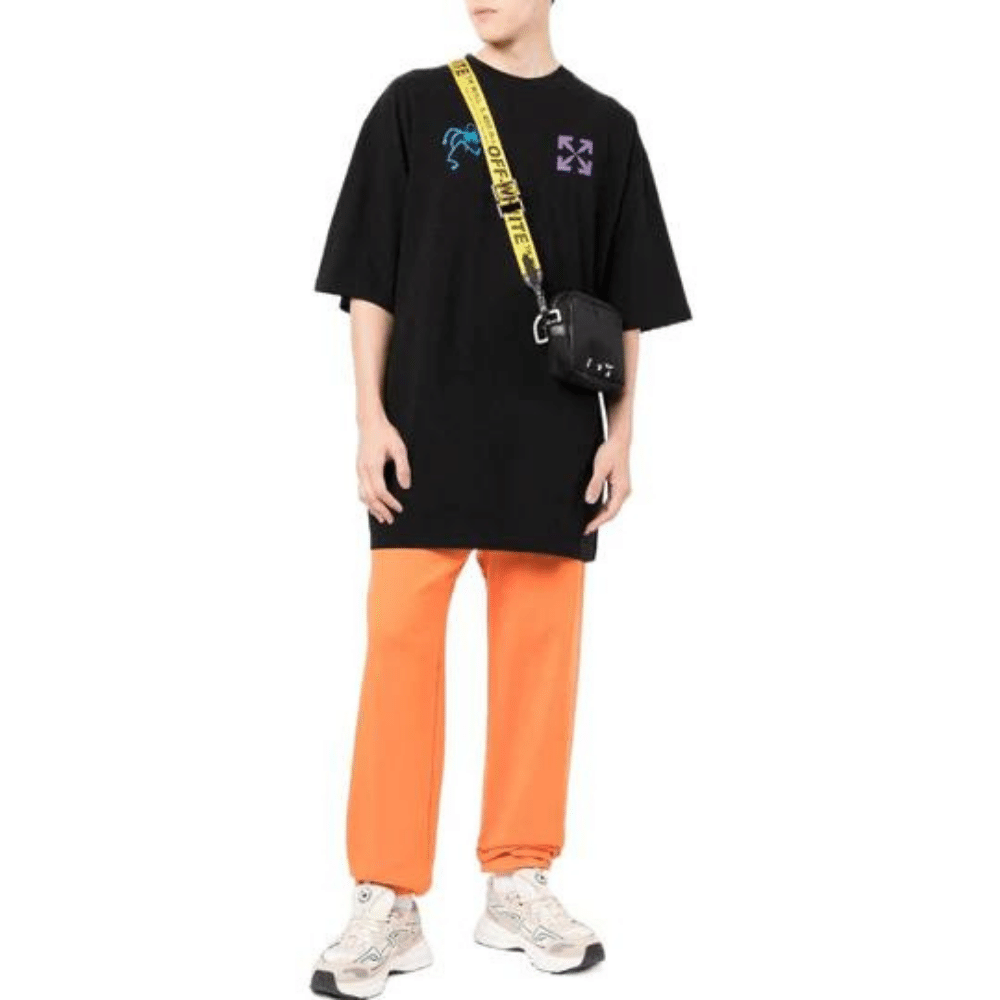 Camiseta Off-White Logo Printing Round Neck Short Sleeve Black foto 1