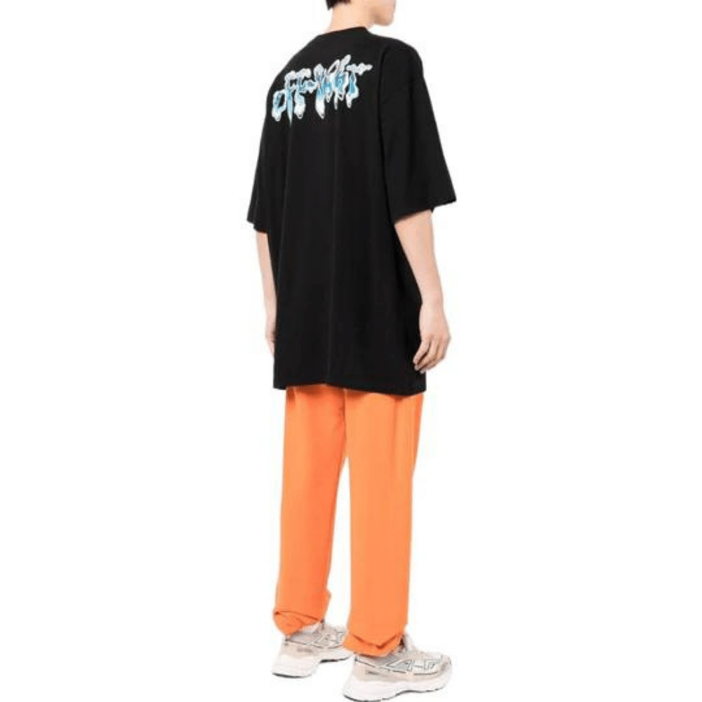Camiseta Off-White Logo Printing Round Neck Short Sleeve Black foto 2