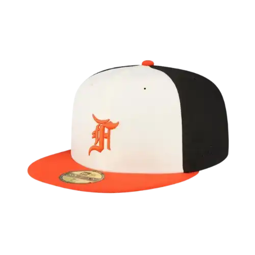 Fear of God x New Era Boné 59FIFTY Fitted Ballpark Reta Black White Orange