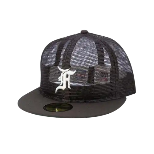 Fear of God x New Era Boné 59FIFTY Fitted Full Mesh Aba Reta Brown