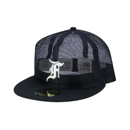 Fear of God x New Era Boné 59FIFTY Fitted Full Mesh Aba Reta Black