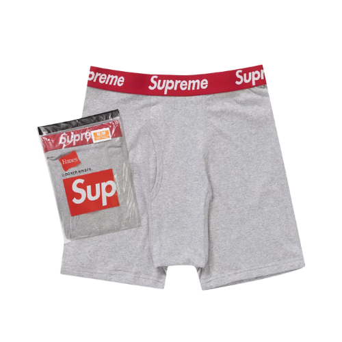 Hanes x Supreme Cueca Boxer Briefs 2 Pack Heather Grey - Droper