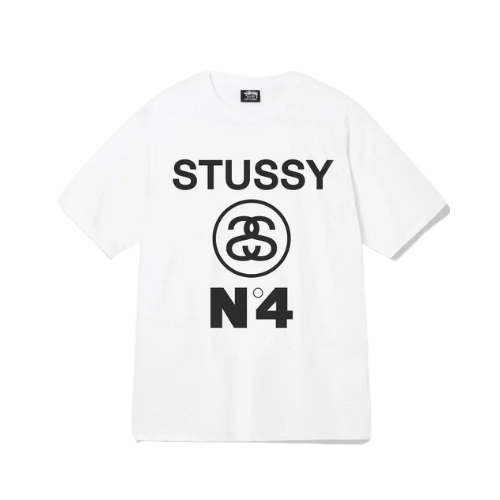 Camiseta Stussy Number 4 Pig Dyed White