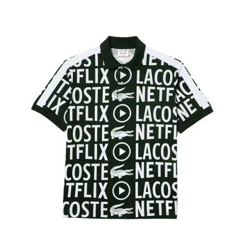 Netflix x Lacoste Camisa Polo Loose Fit Organic Cotton Men’s Green White