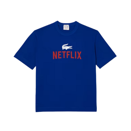 Netflix x Lacoste Camiseta Loose Fit Organic Cotton Unisex Cobalt Blue