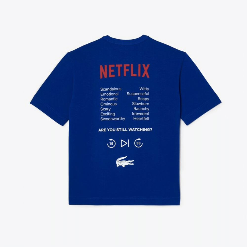Netflix x Lacoste Camiseta Loose Fit Organic Cotton Unisex Cobalt Blue foto 1