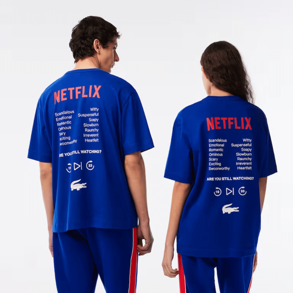 Netflix x Lacoste Camiseta Loose Fit Organic Cotton Unisex Cobalt Blue foto 5