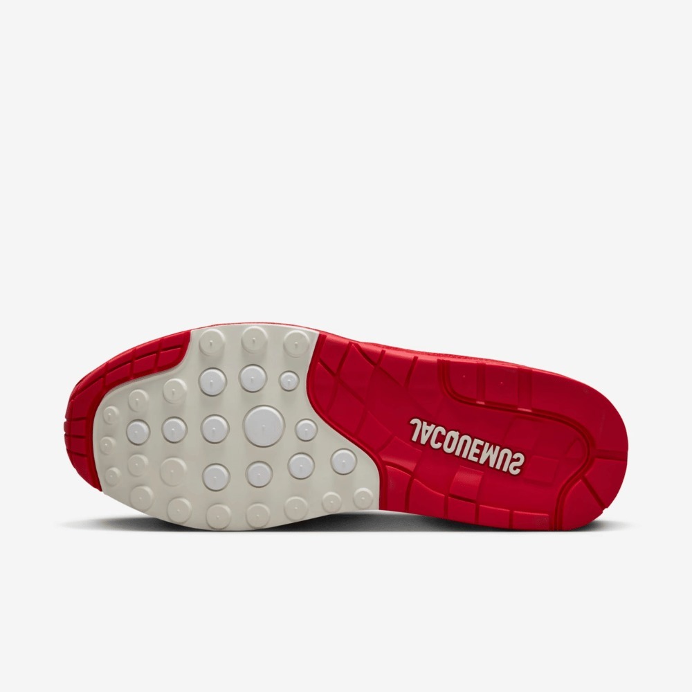 Jacquemus x Nike Air Max 1 University Red and Metallic Silver - Droper
