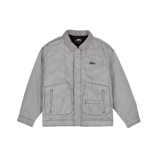 Bomber Stussy Drizzler Plaid Black White - Droper