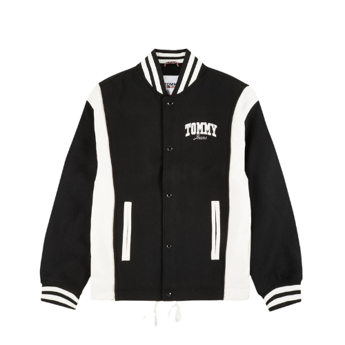 Jaqueta Tommy Jeans Cord Wool Mix Letterman Black - Droper