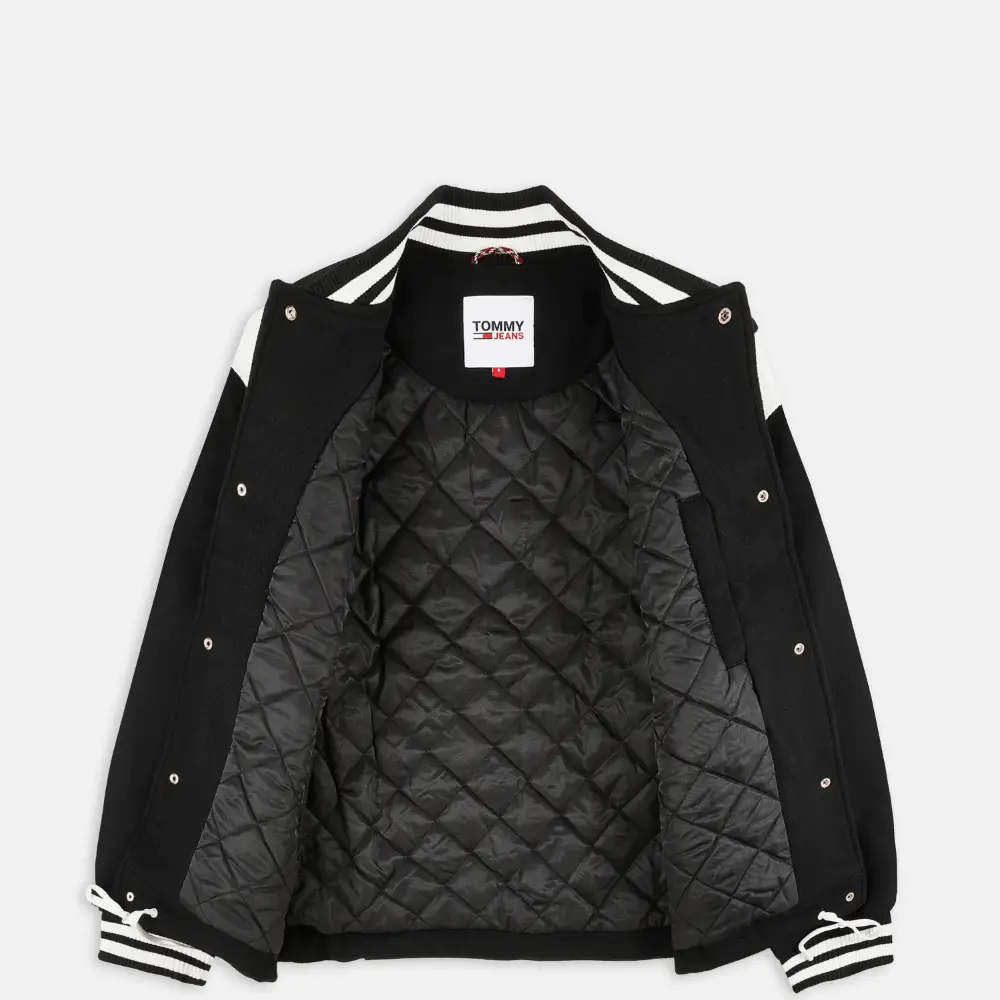 Jaqueta Tommy Jeans Cord Wool Mix Letterman Black foto 1