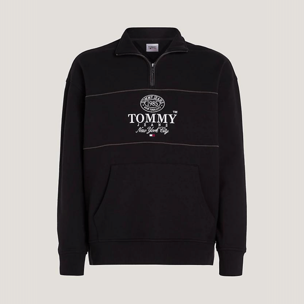 SR Original Half Zip［BLACK］simianring Moletom Tommy Jeans Logo Relaxed Fit Half-Zip Black - Droper