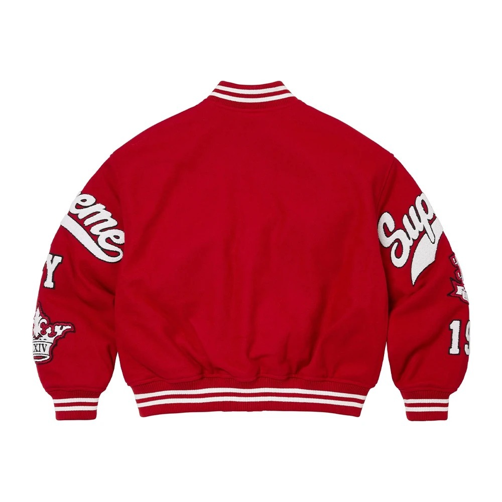 u*3様 Supreme veritas varsity jacket Jaqueta Supreme Veritas Varsity Red - Droper