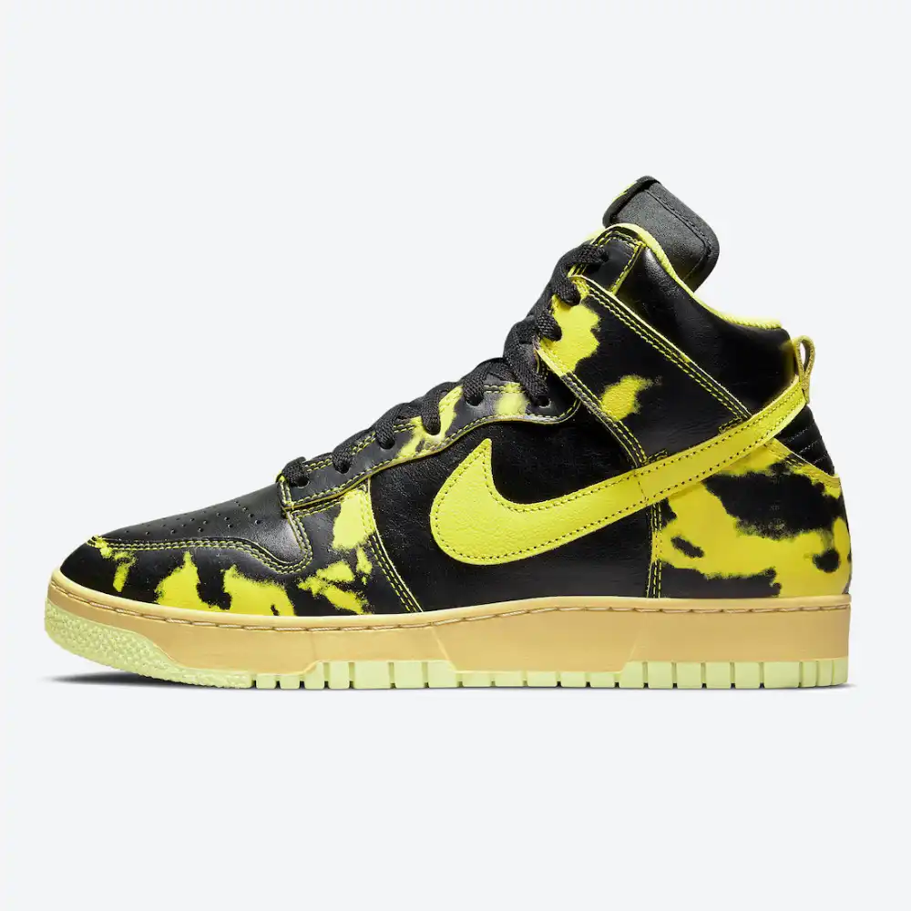 black and yellow nike dunk high