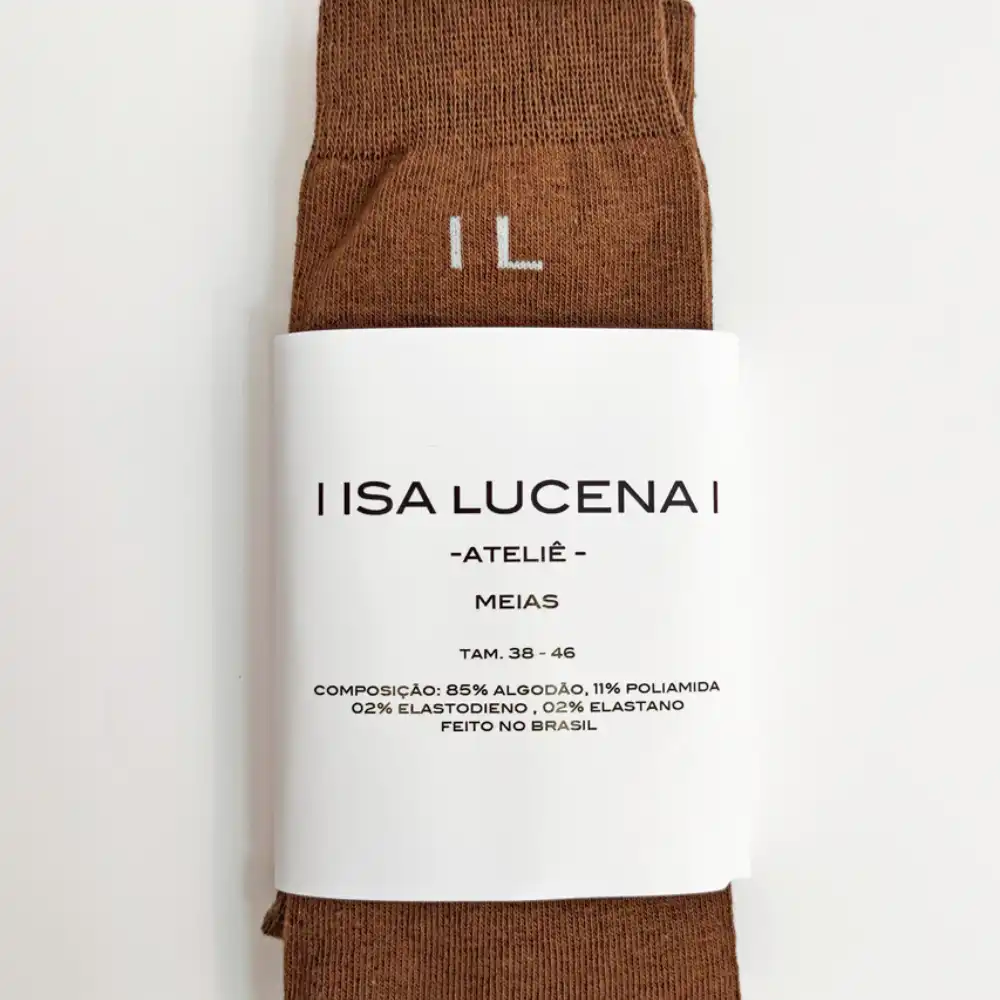 Meia Isa Lucena Cano Alto Par Marrom foto 1