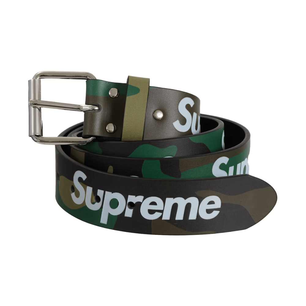 Cinto Supreme Repeat Leather Woodland Camo - Droper