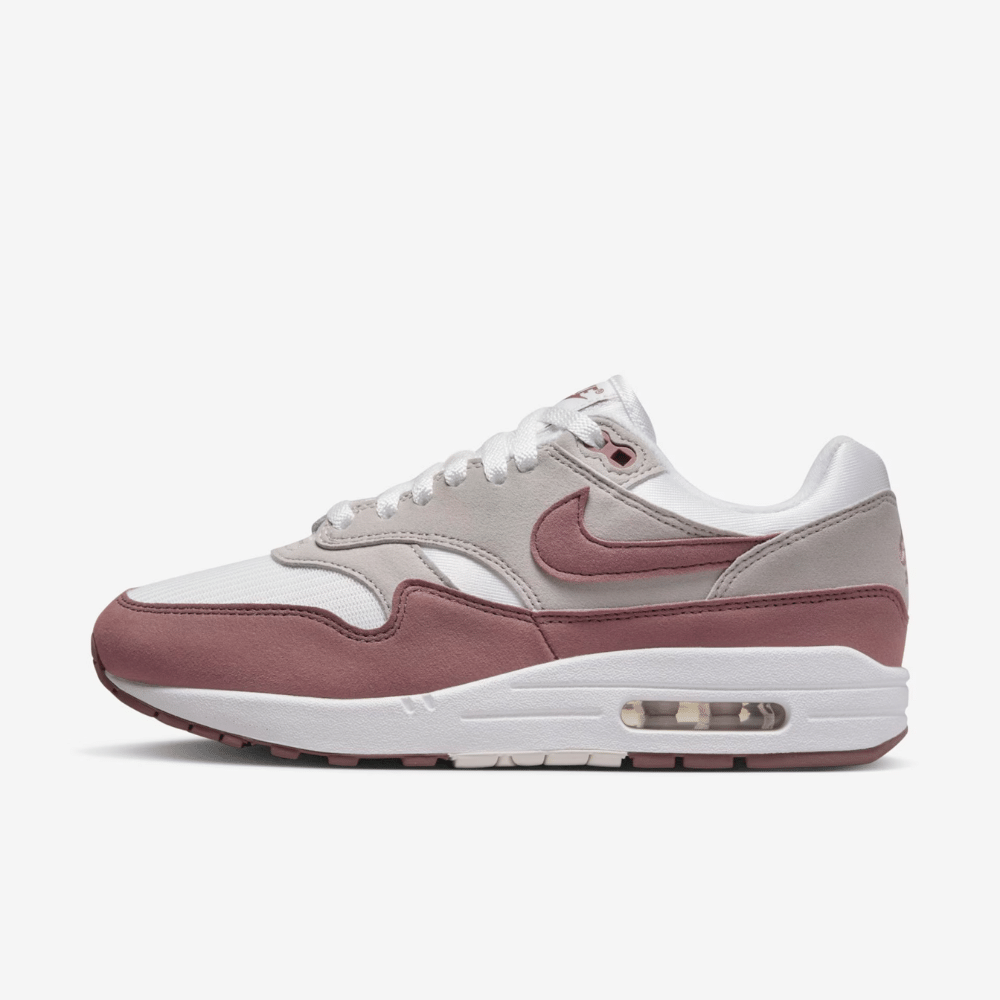 Nike air max 1 pink best sale and white