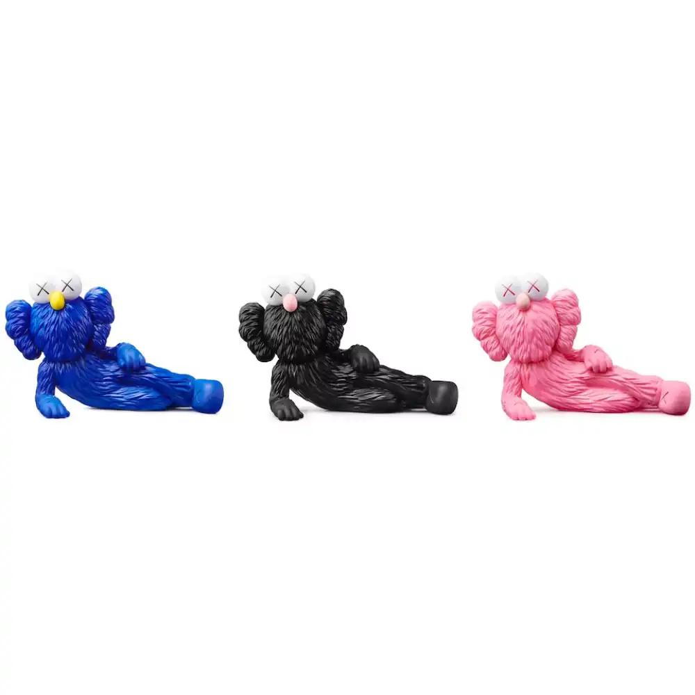 KAWS TIME OFF Vinyl Figure Set Blue/Black/Pink - Droper