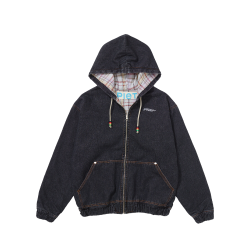Jaqueta Piet Black Denim Hooded