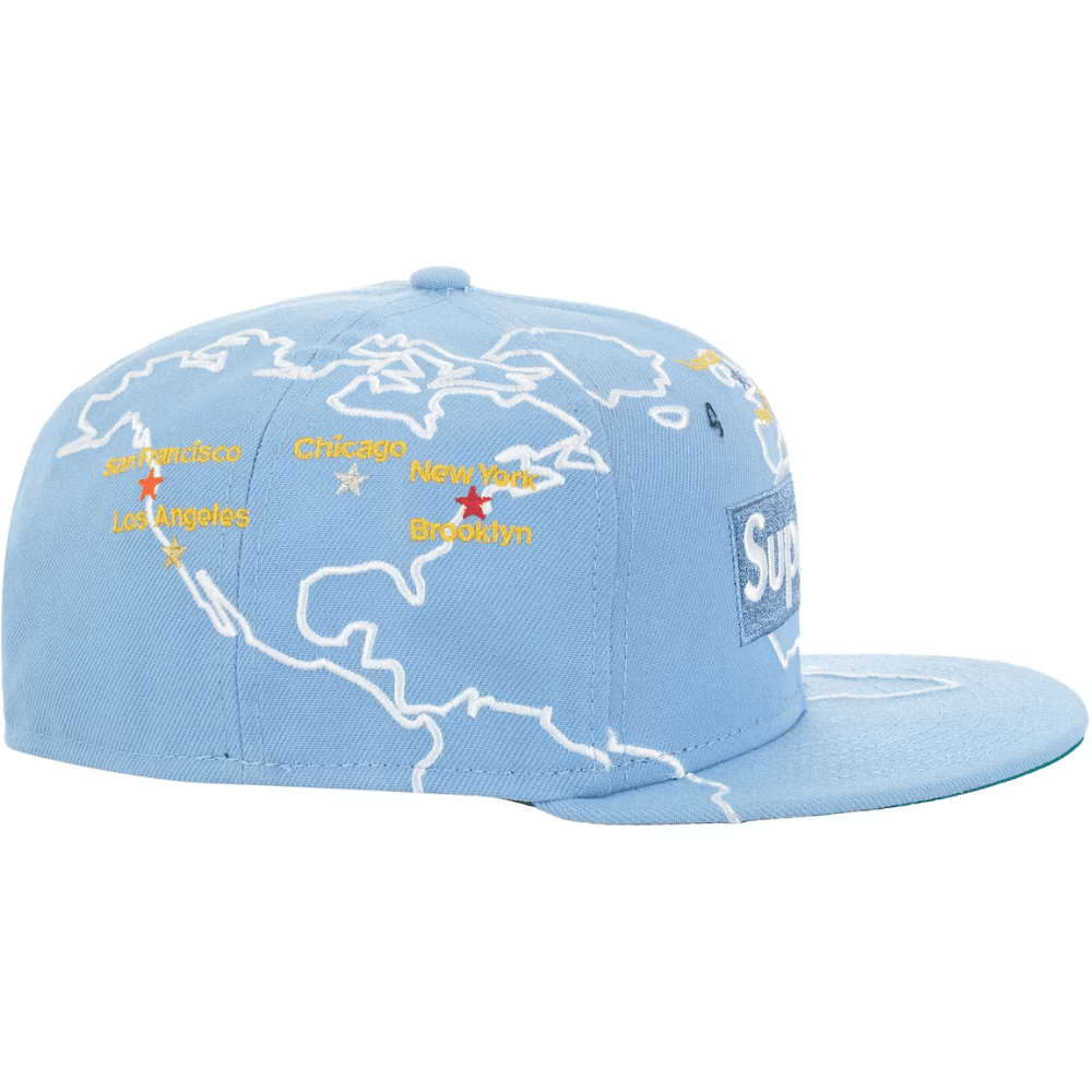 New Era x Supreme Boné Worldwide Box Logo Light Blue - Droper