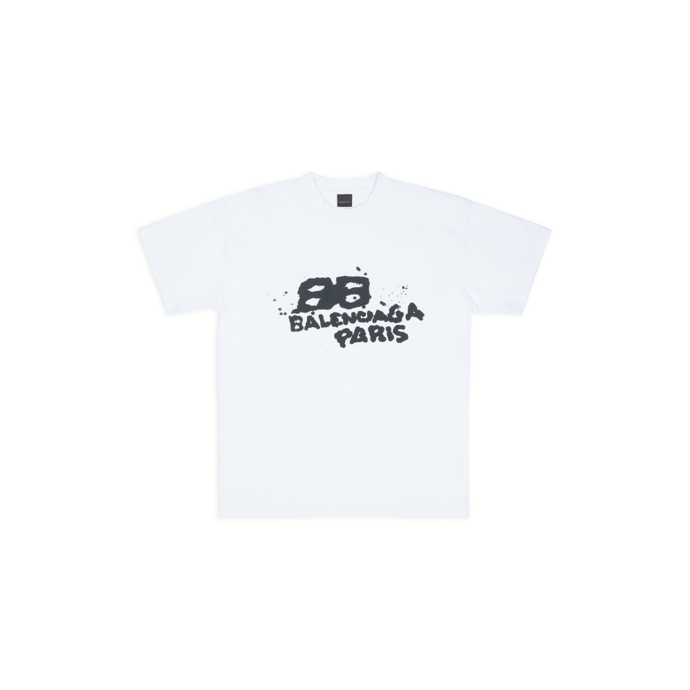 Camiseta Balenciaga Hand-Drawn BB Icon Medium Fit Vintage White