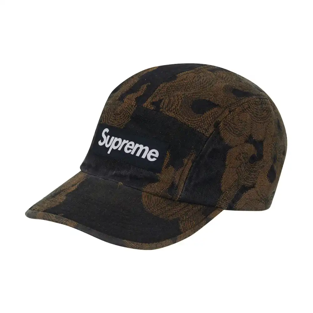 Boné Supreme Flames Jacquard Denim Camp Washed Black - Droper