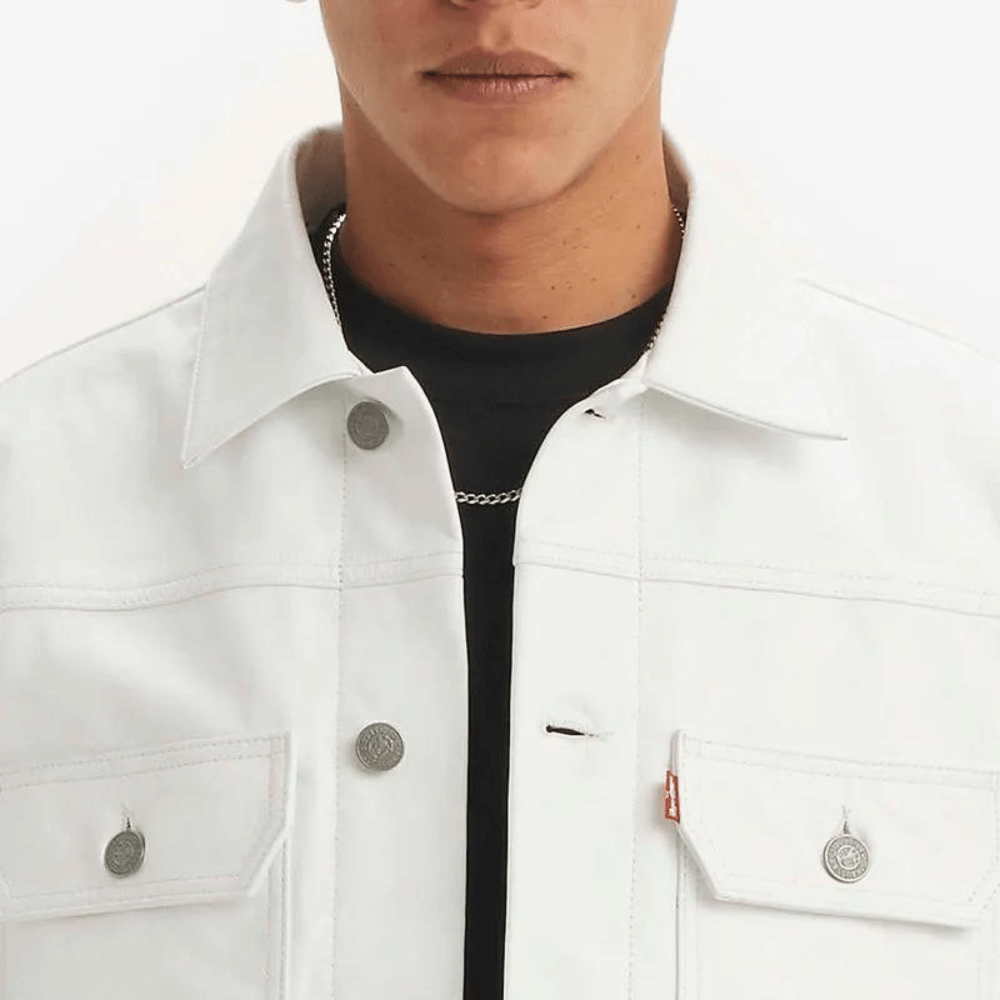 Stussy x Levi's Jaqueta de Couro Branca - Droper