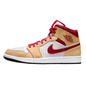 Air Jordan 1 Mid Light Curry Cardinal Red
