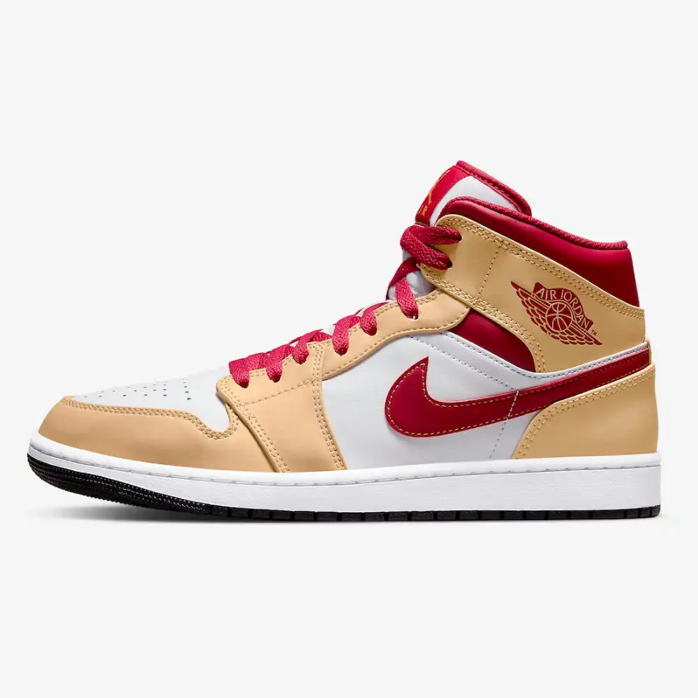 Air Jordan 1 Mid Light Curry Cardinal Red foto 1