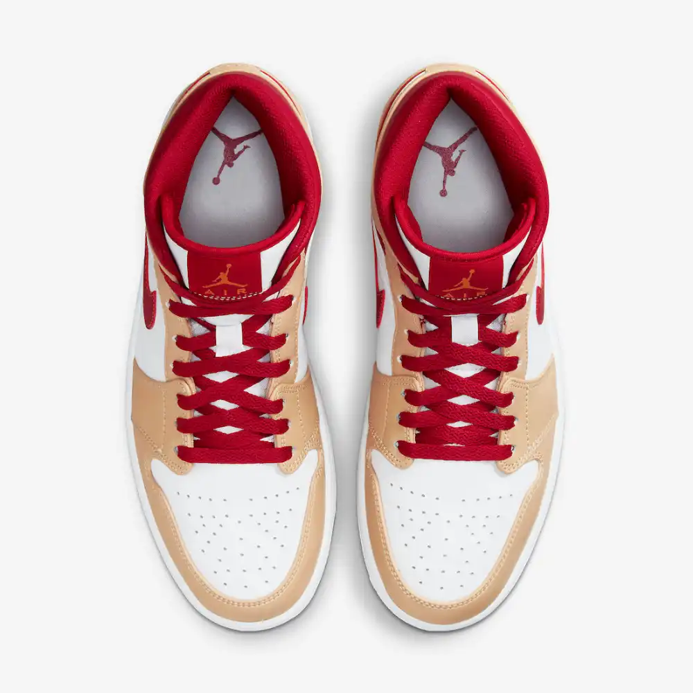 Air Jordan 1 Mid Light Curry Cardinal Red foto 2