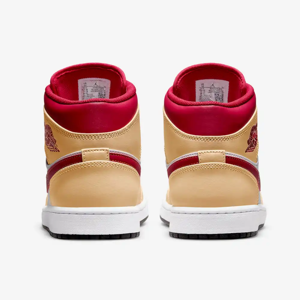 Air Jordan 1 Mid Light Curry Cardinal Red foto 3