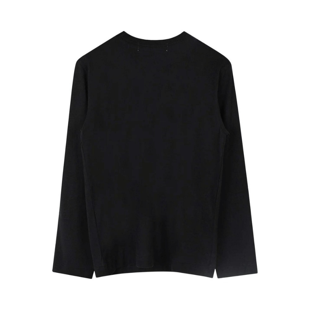 BLACK COMME des GARÇONS スカラップヘムデザインシャツ L Camiseta Comme des Garçons PLAY Heart Emblem Long-Sleeve Black