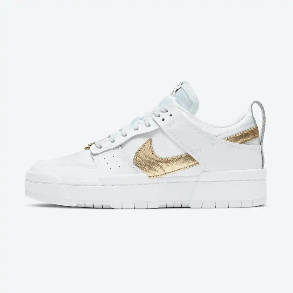Nike Dunk Low Disrupt White Metallic Gold foto 1