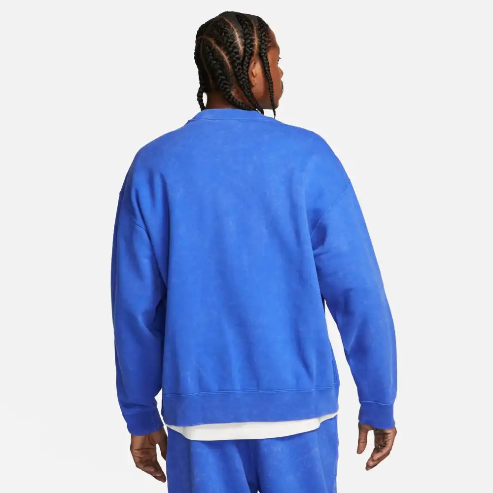 Stussy x Nike Moletom Crewneck Acid-Washed Fleece Blue - Droper