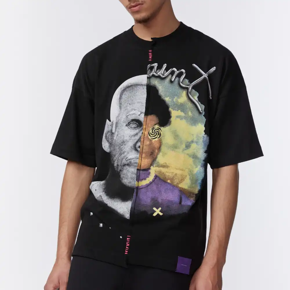 Camiseta THESAINT Oversized Encontro Preto - Droper