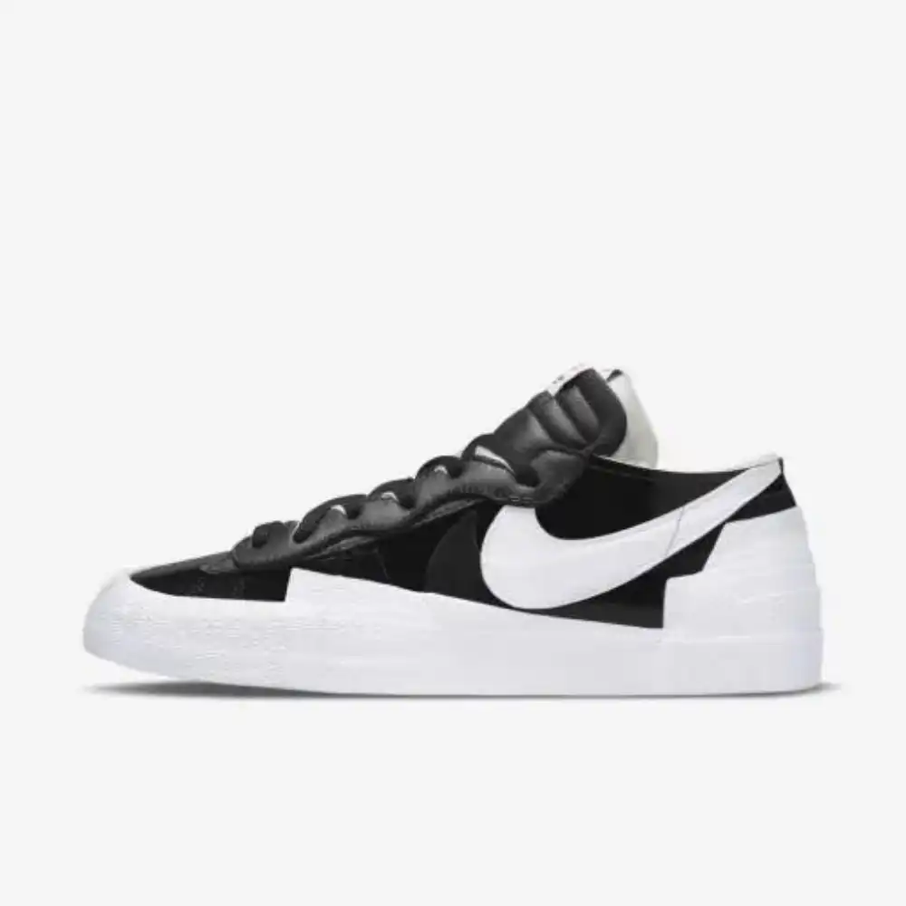 nike sacai blazer low black and white