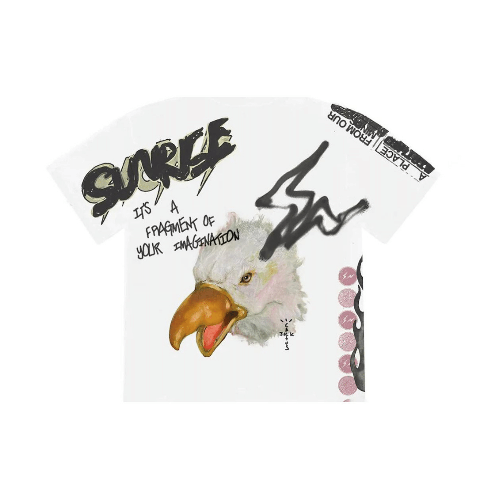 Fragment x Camiseta Travis Scott Cactus Jack Sunrise White - Droper