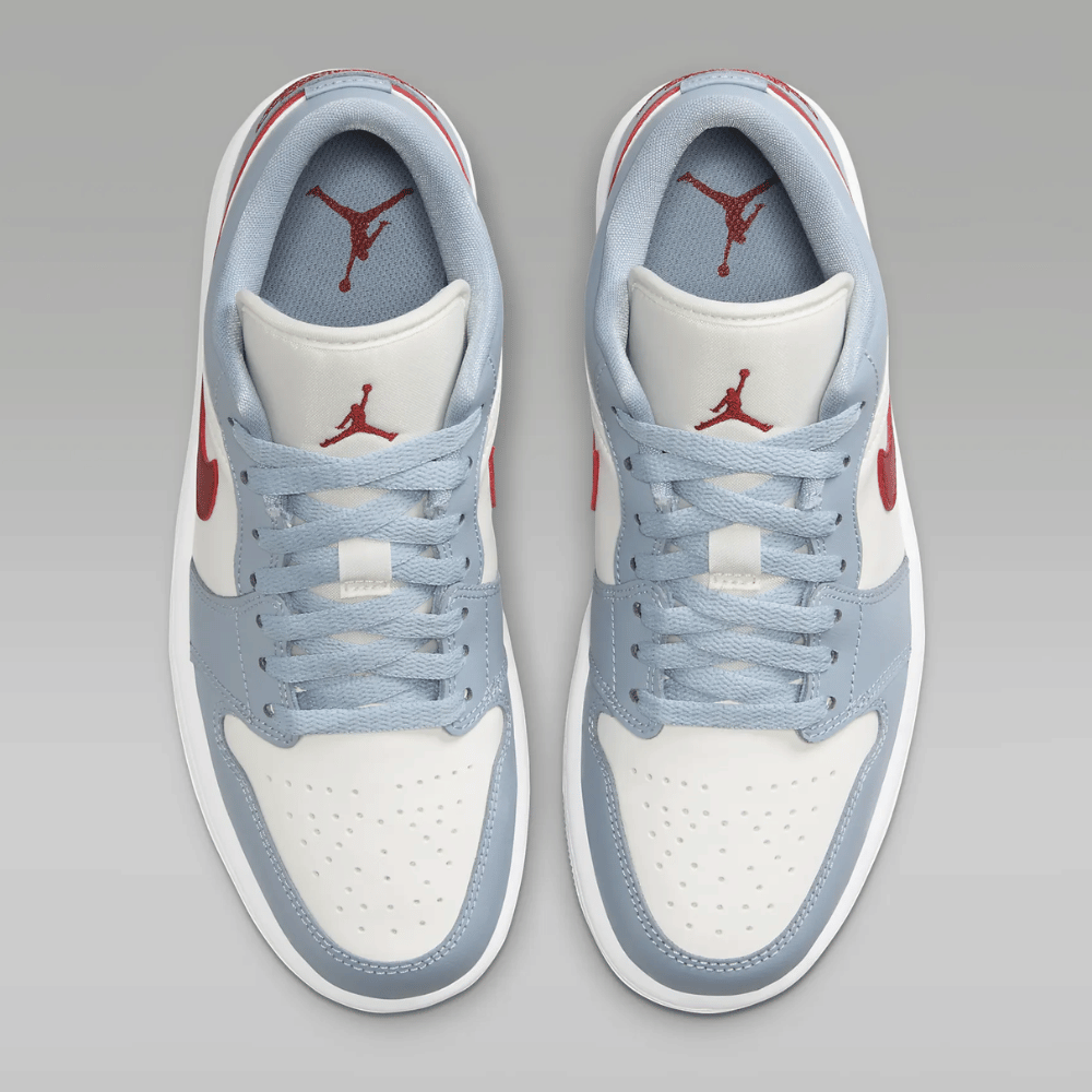Air Jordan 1 Low Blue Grey White Dune Red - Droper