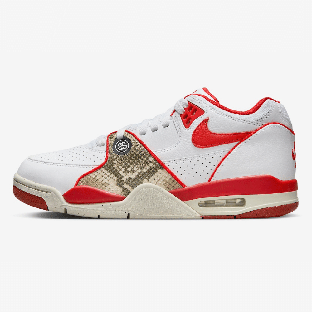 新品　Nike Stussy コラボ Mサイズ レッド Stussy x Nike Air Flight 89 White Habanero Red Sail - Droper